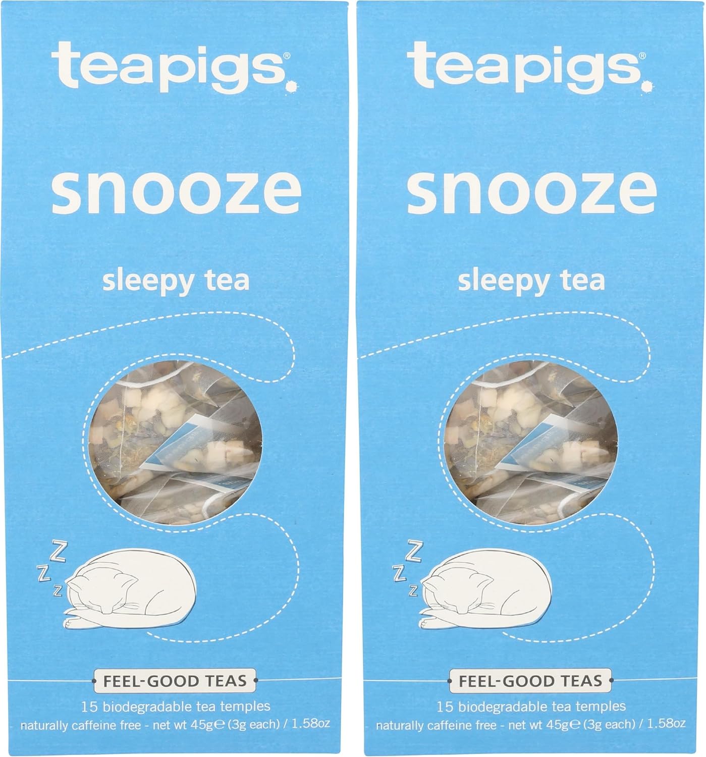 teapigs Snooze Sleepy Tea Bags, 15 Count, Herbal Blend of Apple, Lavender & Chamomile, Calming Organic Herbal Tea (Pack of 2)