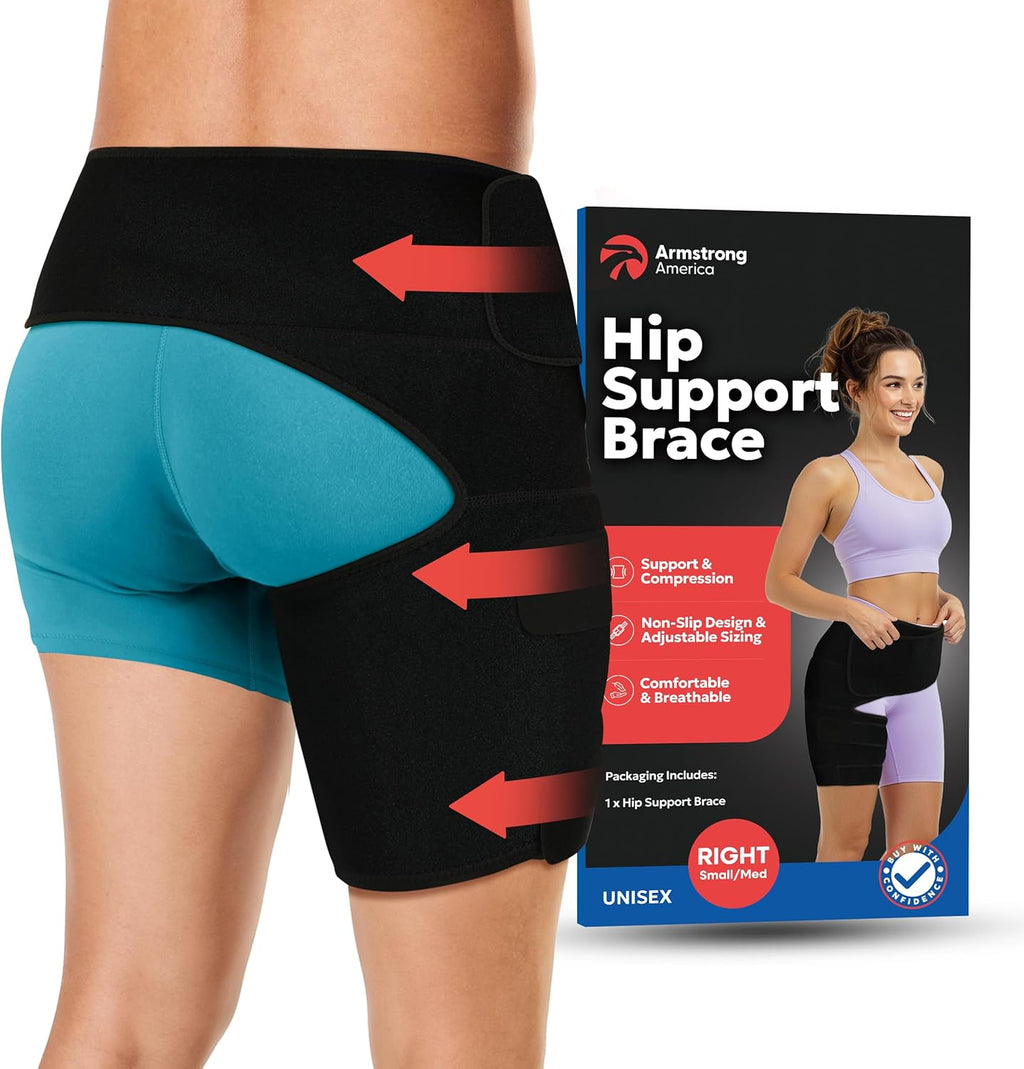 Hip Brace Thigh Compression Sleeve | Sciatica Pain Relief Device | Hamstring & Groin Compression Sleeve Wrap for Sciatic Nerve Relief | Hip Support Braces Thigh Brace for Women & Men SMALL / RIGHT LEG