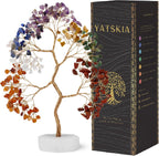 Seven Chakra Tree of Life Decor - Crystals and Healing Stones for Positive Energy, Gemstone Crystal Tree, Thoughtful Birthday Gifts for Women
