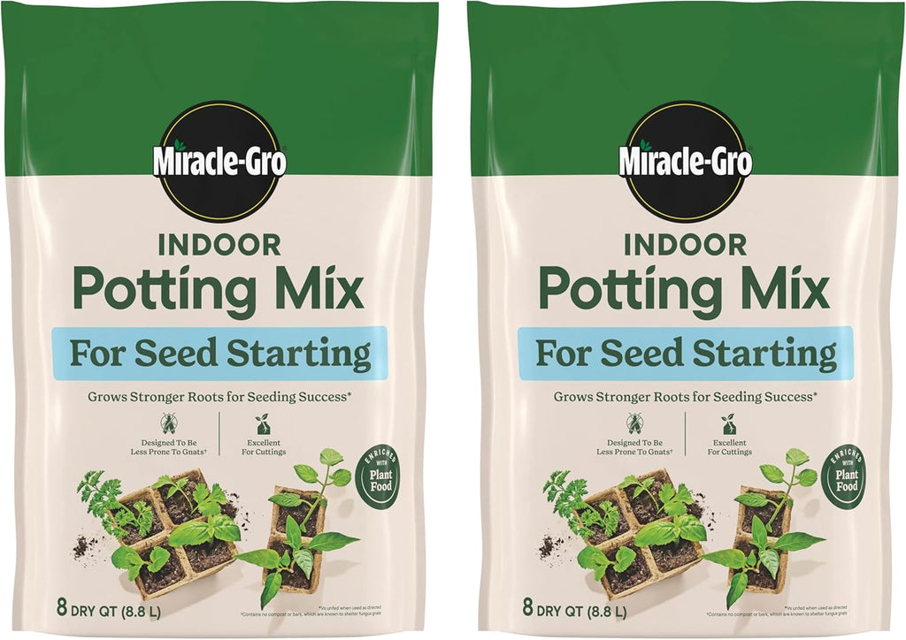 Miracle-Gro Indoor Potting Mix for Seed Starting, For Starting Vegetable, Flower, and Herb Seeds Indoors, Excellent for Cuttings, 8 qt. (2-Pack)