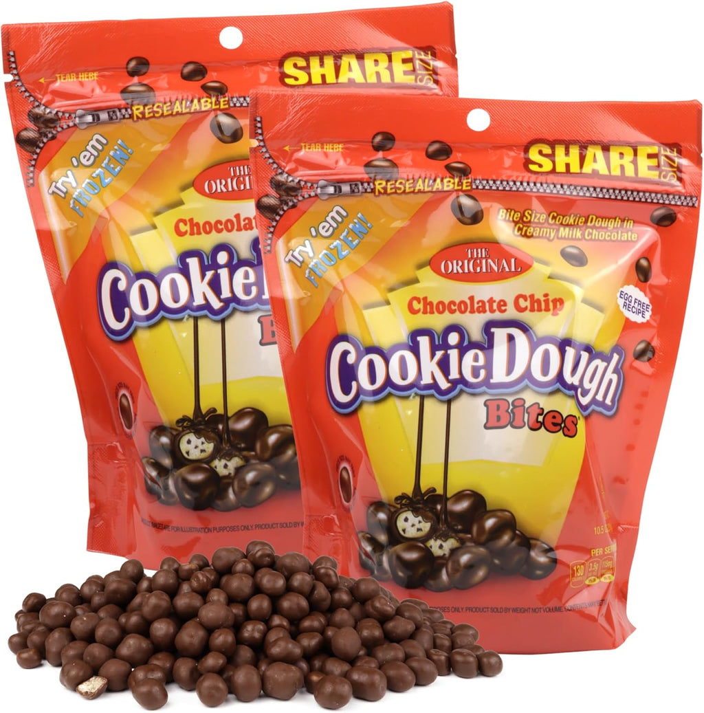 Bulk Original Cookie Dough Bites, Milk Chocolate Covered Candy, Resealable Share Size Bag, 10.5 Ounces (Pack of 2)