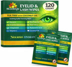 Tea Tree Eyelid Wipes – Eyelid Cleanser for Blepharitis, Dry Eye & Lash Extensions, Gentle Eyelid Cleansing Wipes with Aloe Vera & Hyaluronic Acid, Individually Wrapped – 120 Count