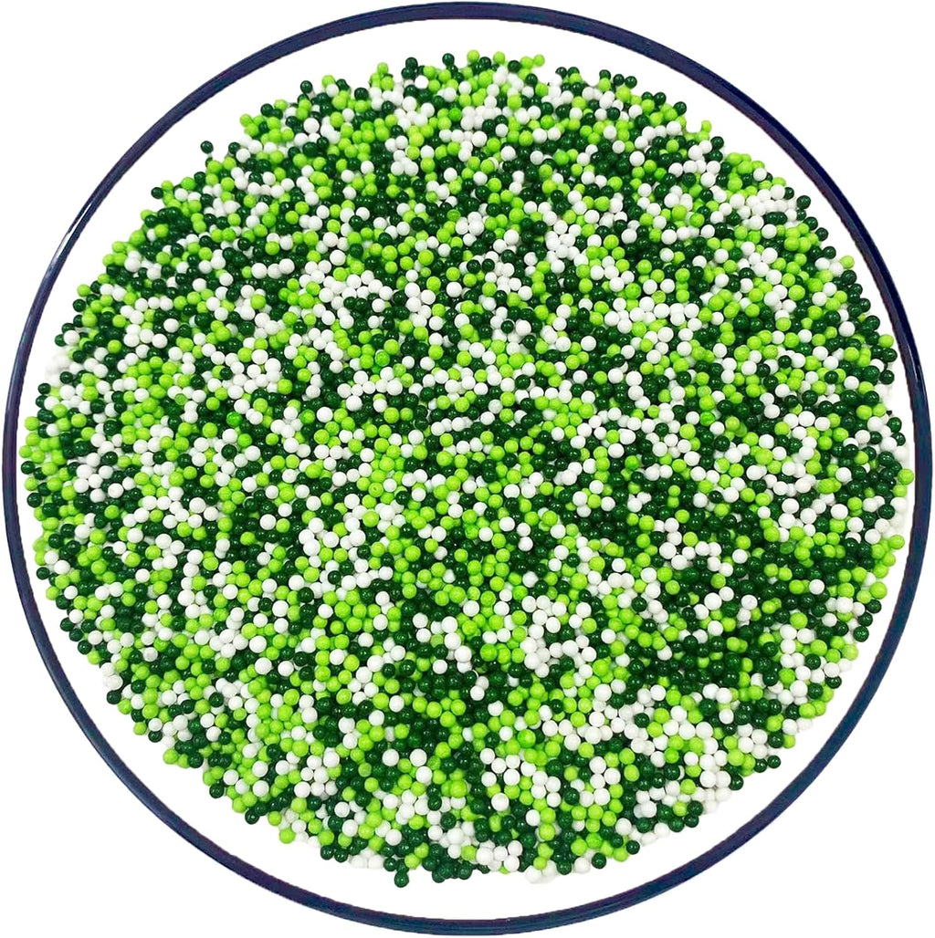 Sentovac Green and White Nonpareils Sprinkles St Patricks Edible 2mm Mini Peals Sprinkle for Cake Decorating Sugar Candy Cookie Cupcake Topper Baking Decorations Christmas St Patricks Supplies