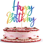 1 Pack Happy Birthday Cake Topper Glitter Celebrating Happy Birthday Cake Pick Baby Shower Kids Cupcake Decoration Party Supplies Rainbow