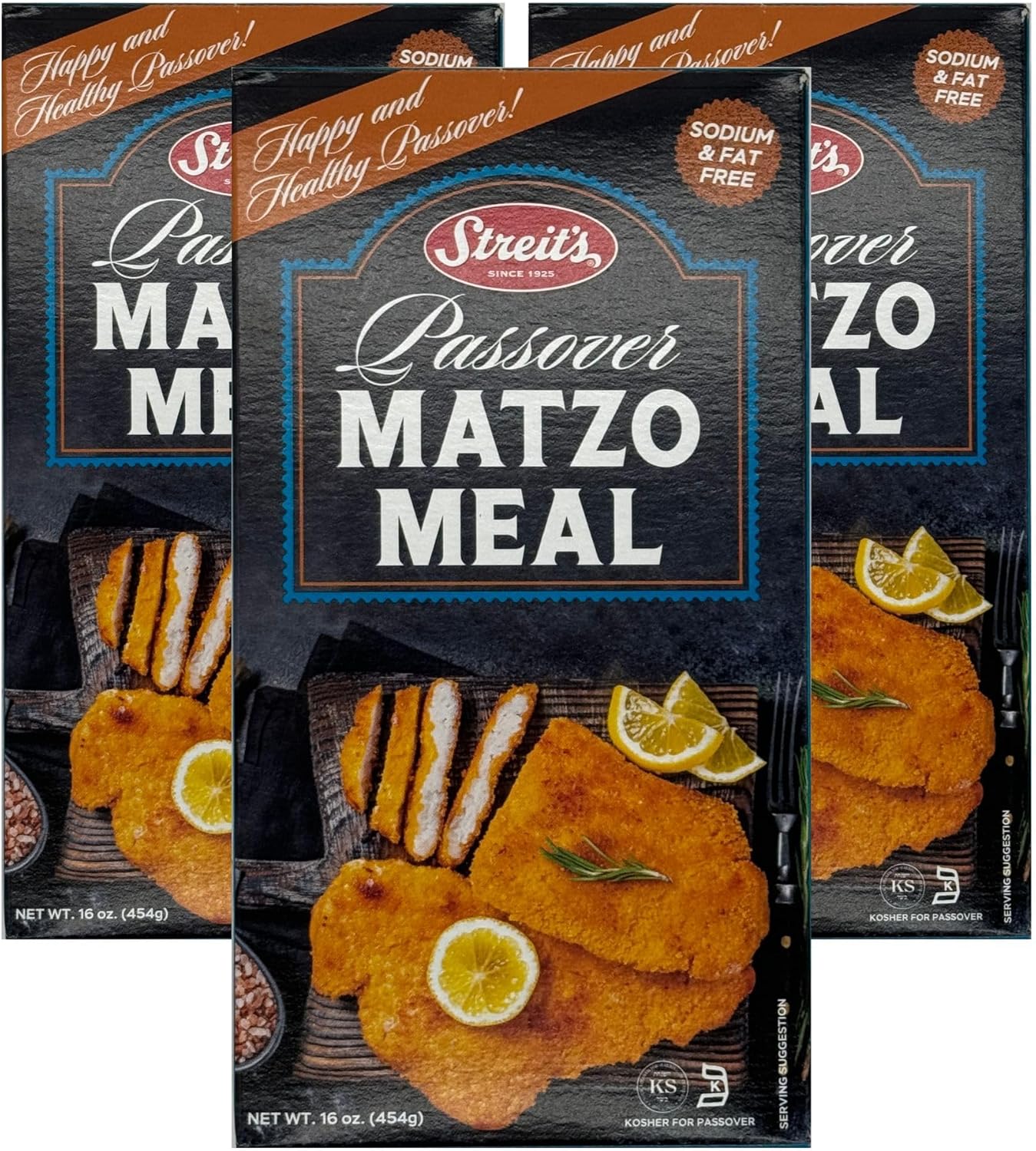 Streit's Passover Matzo Meal - Perfect Breadcrumb Substitute, Sodium Free, Fat Free, Non-GMO, Vegan, Dairy-Free, Kosher Certified, Family Owned (1lb, Pack of 3)
