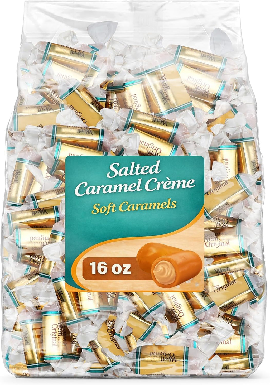 Salted Caramel Candy, Sea Salt Caramels Individually Wrapped, Easter Basket Stuffers & Fillers, 1 lb Bag