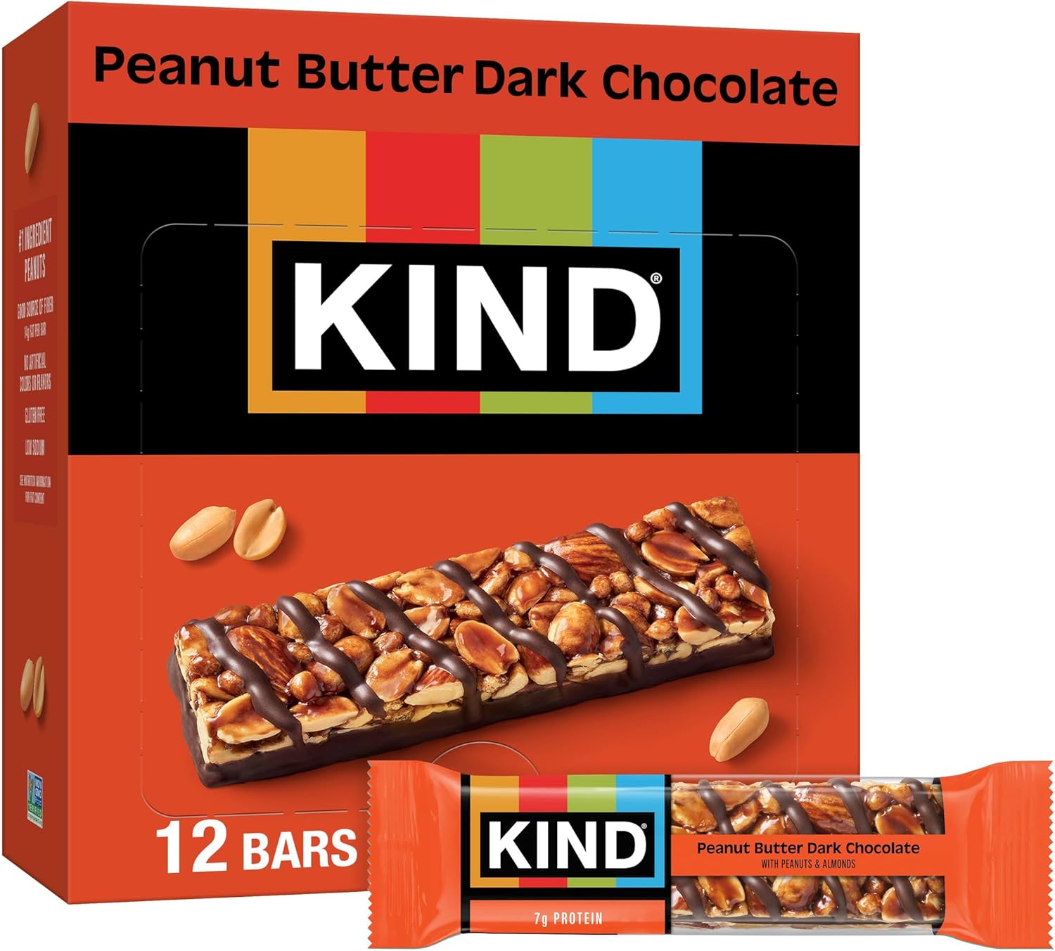KIND Nut Bars, Peanut Butter Dark Chocolate, Healthy Snacks, Gluten Free, 8g Protein, 12 Count