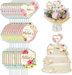 Happy Mother's Day Cake Toppers,30PCS Mother's Day Cake Decorations for Flowers Cupcake Picks Mom Letter Cake Topper Cake Decor for Mom's Birthday Party Supplies