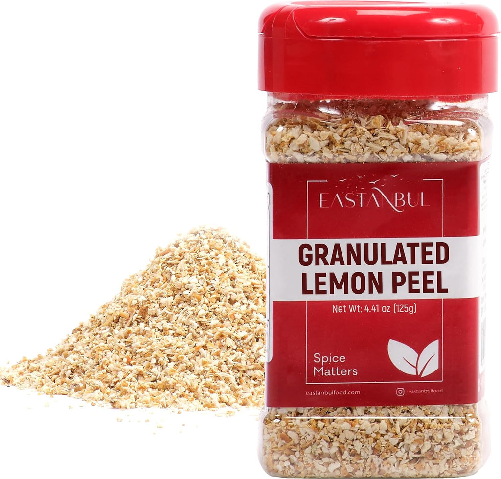 Eastanbul Lemon Peel, 4.41oz, Dried Lemon Peel for Baking, Cooking, Marinades, and Rubs, Perfect for Tea, Granulated, Citrus Spice, Mediterranean Spice, Gluten Free, No Preservatives