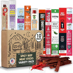 Jerky-n-Spice Premium Spicy Meat Sticks Gift Box (10 Count) | Beef Sticks Variety Pack | Beef Jerky Basket for Men | Assorted High Protein Meat Snacks | Ideal for Birthday, Road Trip & Camping