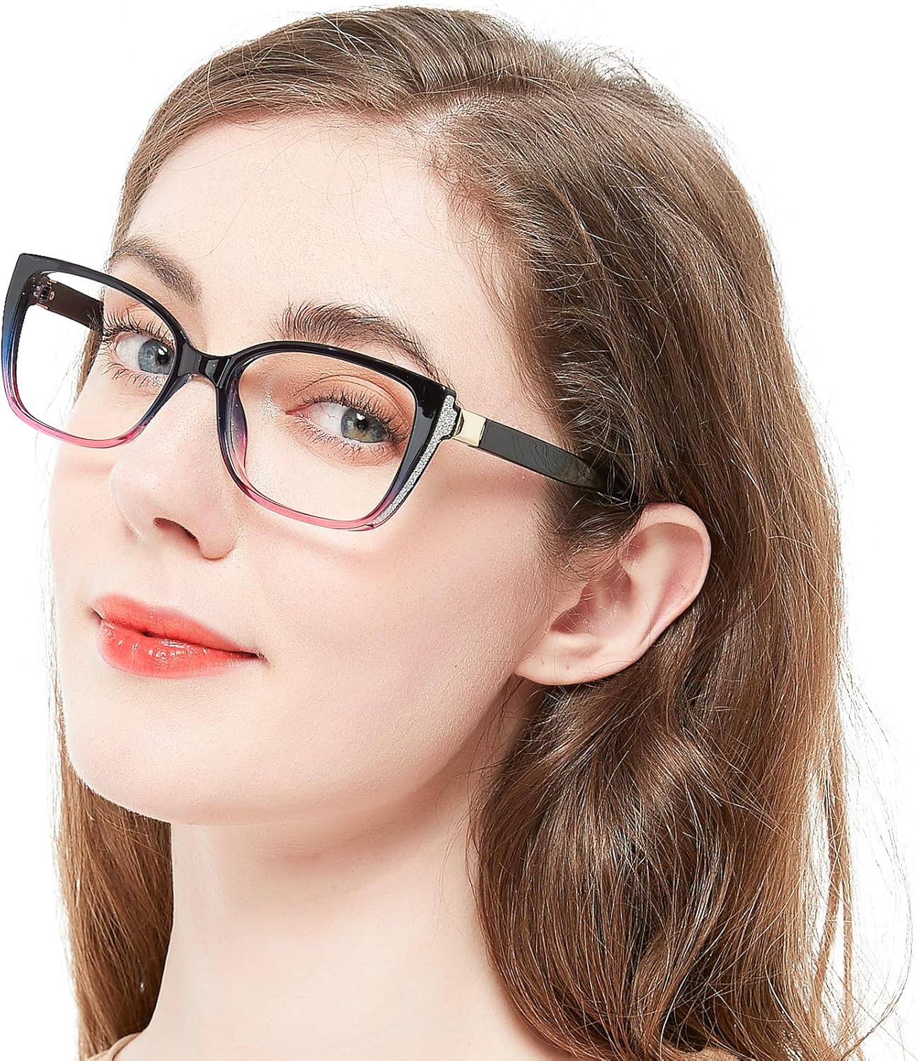 OCCI CHIARI Fashion Reading Glasses for Women 1.25 Oversized Readers 0 1.0 1.25 1.5 1.75 2.0 2.25 2.5 2.75 3.0 3.5 4.0 5.0 6.0 (Black-Purple,1.25+)