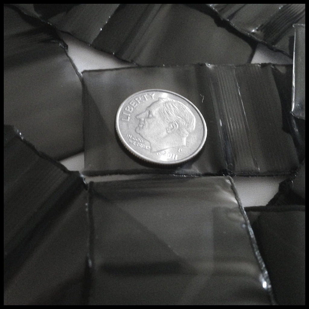 200-1" x 1" Black 2 mil Plastic Ziplock Baggies