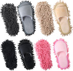 4 Pair Washable Mop Shoes,Removable Microfiber Cleaning Slippers,Mopping Slippers for Women and Men Home Office Floor Dust and Dirt Cleaning (Beige Gray Pink Black)