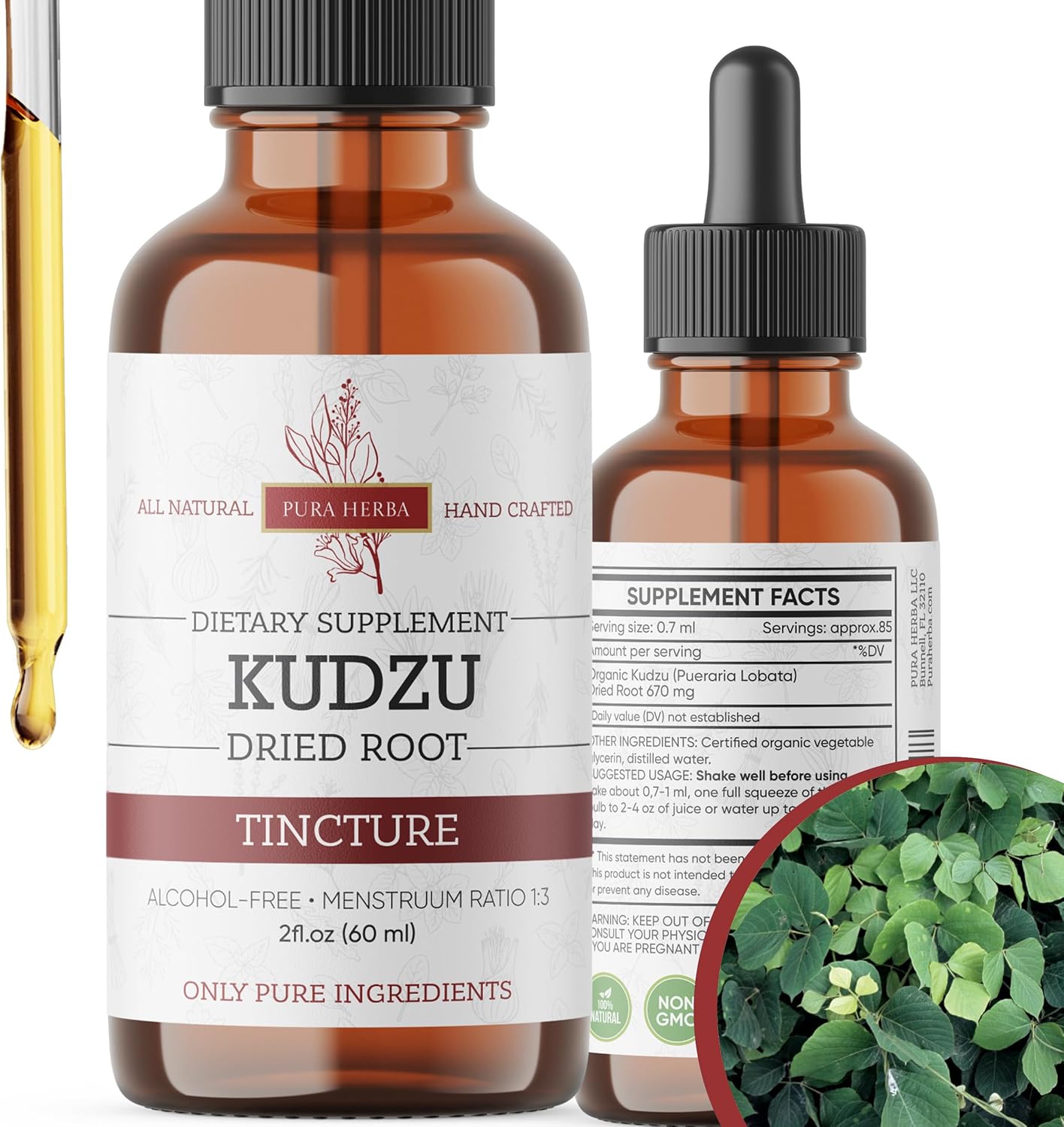 Organic Kudzu Root Extract – Alcohol-Free, Vegan Supplement for Alcohol Support – 2 Fl Oz – Non-GMO, Made in USA
