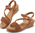 Aomigoct Wedge Sandals for Women Dressy: Comfortable Strappy Womens Platform Sandals - Casual Summer Wedding Walking Shoes