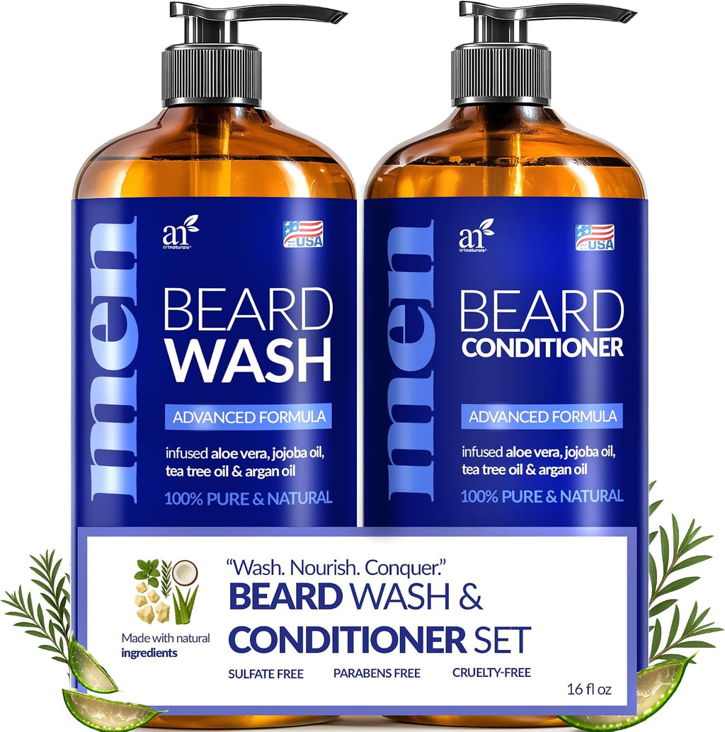 Artnaturals Beard Shampoo and Conditioner Set - Softens, Strengthens and Smooths Mustache and Beard Hair - All Skin and Hair Types