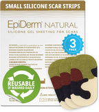 EpiDerm Silicone Gel Scar Small Strips - Premium Fabric-Lined Silicone Scar Sheets for Small Scars - Non-Medicated, Washable & Reusable Scar Tape - Gentle on All Skin Types - 3-Pack, Camo Green