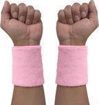 COUVER 4" Tall Wrist Sweatband - Plain Solid Color Soft Cotton Terry Cloth Sport Wristband 1 Pair