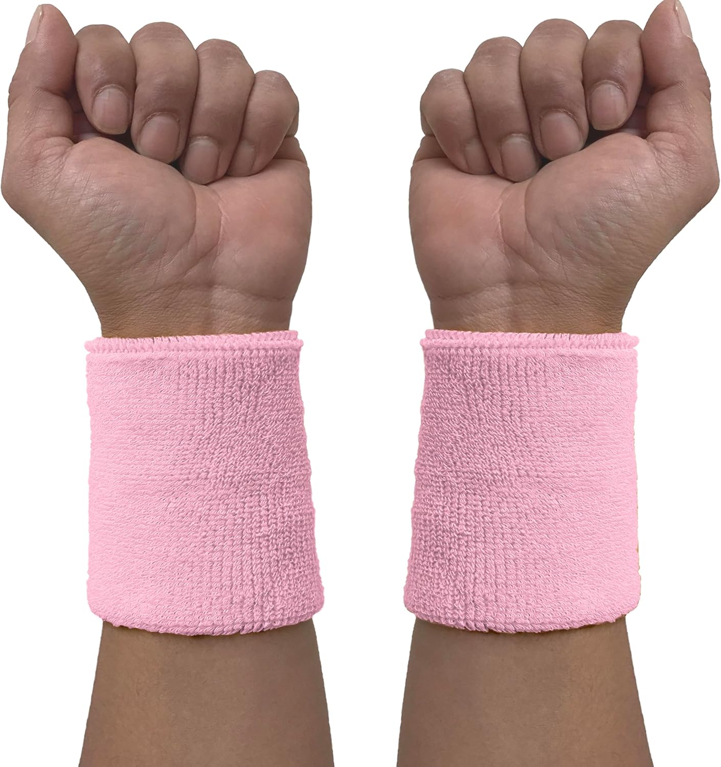 COUVER 4" Tall Wrist Sweatband - Plain Solid Color Soft Cotton Terry Cloth Sport Wristband 1 Pair