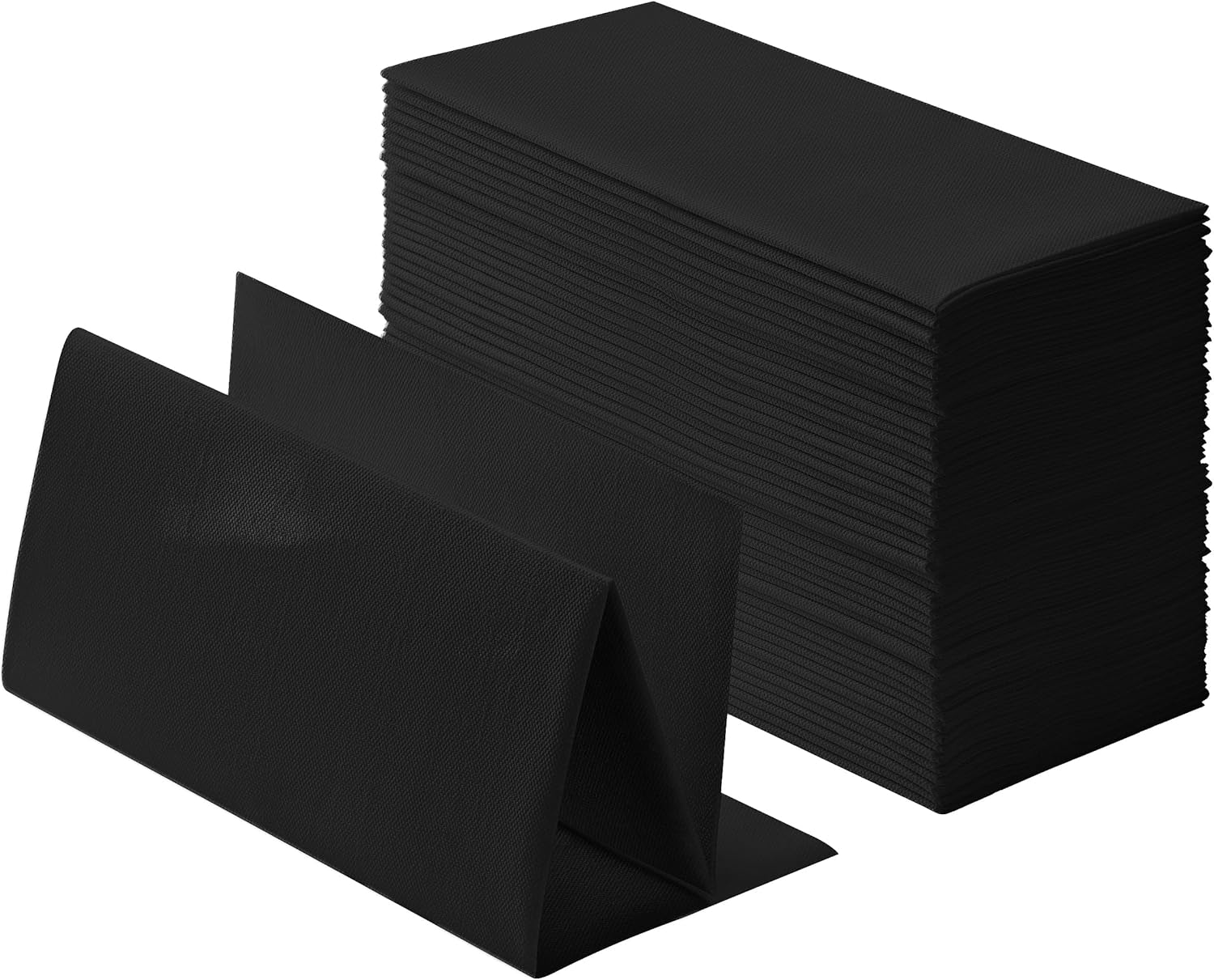100-Pack Linen-Feel Black Napkins, 16"x16" Dinner Napkins for Restaurant, Party, Kitchen Or Event, Bookfolded Guest Towel for Bathroom, Guestroom Or Vanity.