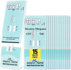 Easy@Home Multi-Drug Screen Test, 15 Pack Marijuana Nicotine Urine Drug Test Kits, Testing for THC and Nicotine Metabolites Cotinine(COT) in Urine, Accurate Home Drug Testing Kits, EDOAP-124