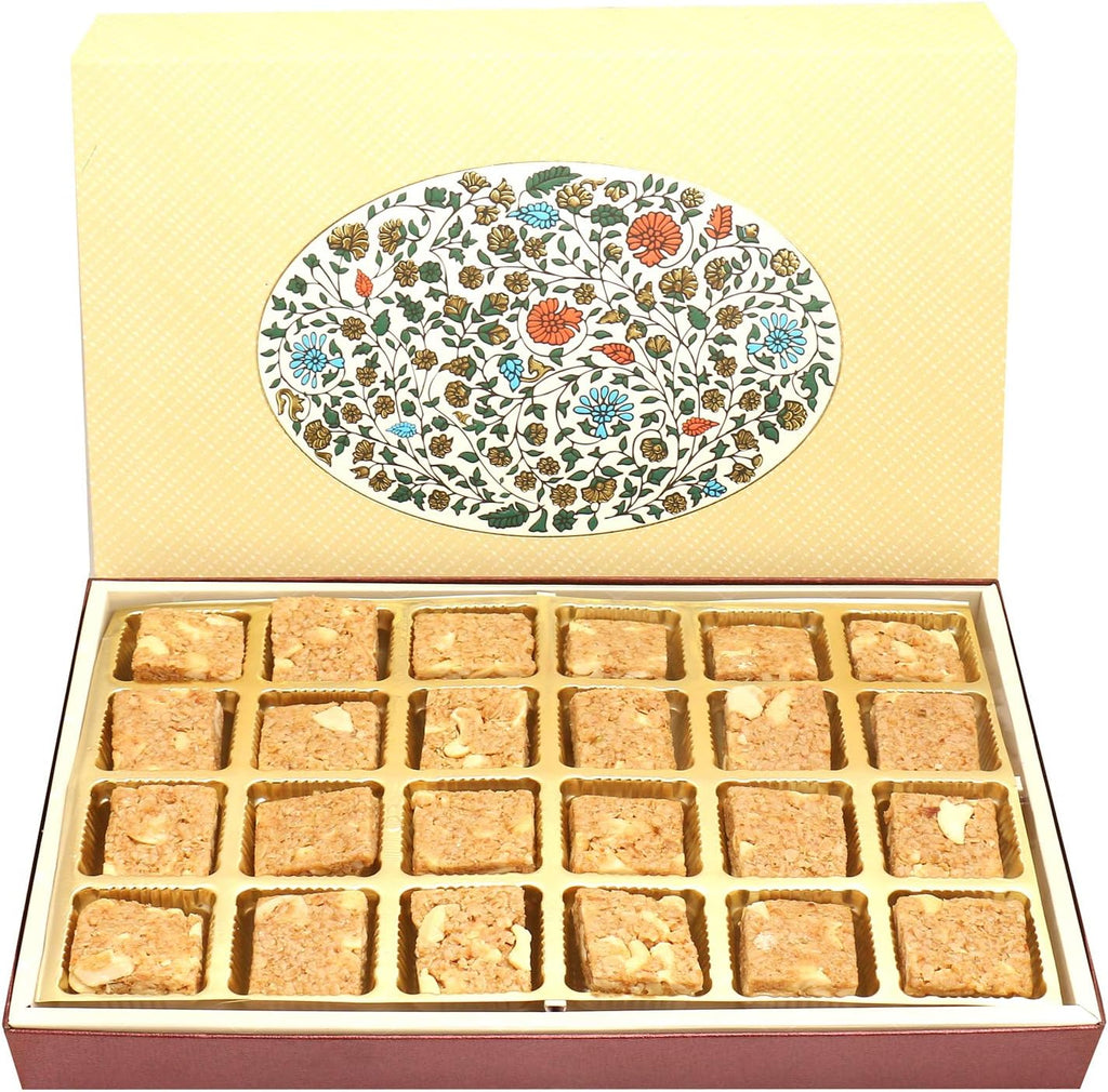 Ghasitaram Gifts Valentines Gift for Girlfriend/Boyfriend/Husband and Wife - Healthy Hampers - Eco Print 24 Pcs Granula Bites Box