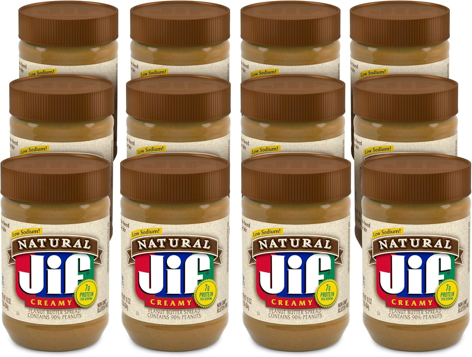 Jif Natural Creamy Peanut Butter, 16 oz. jar (Case of 12)