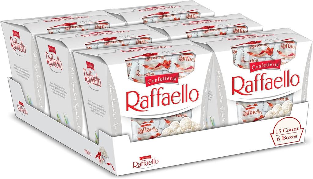 Raffaello Almond Coconut Candy, 15 Individually Wrapped Gourmet Candy Box, 6 boxes, 5.3 oz