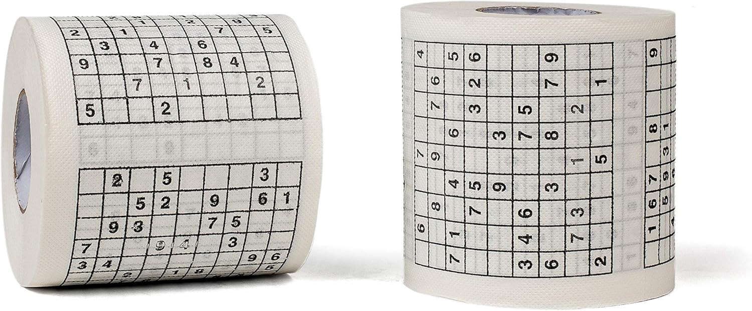 SummitLink 1 Roll of Sudoku Toilet Paper Tissue Napkin Prank Fun Birthday Party Novelty Gift Idea (2 pk)