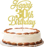 Rsstarxi 1 Pack Happy 30th Birthday Cake Topper Glitter 30 & Fabulous Cheers to 30 Years Old 30th Birthday Cake Pick for Celebrating 30th Birthday Anniversary Party Cake Decorations Supplies Gold
