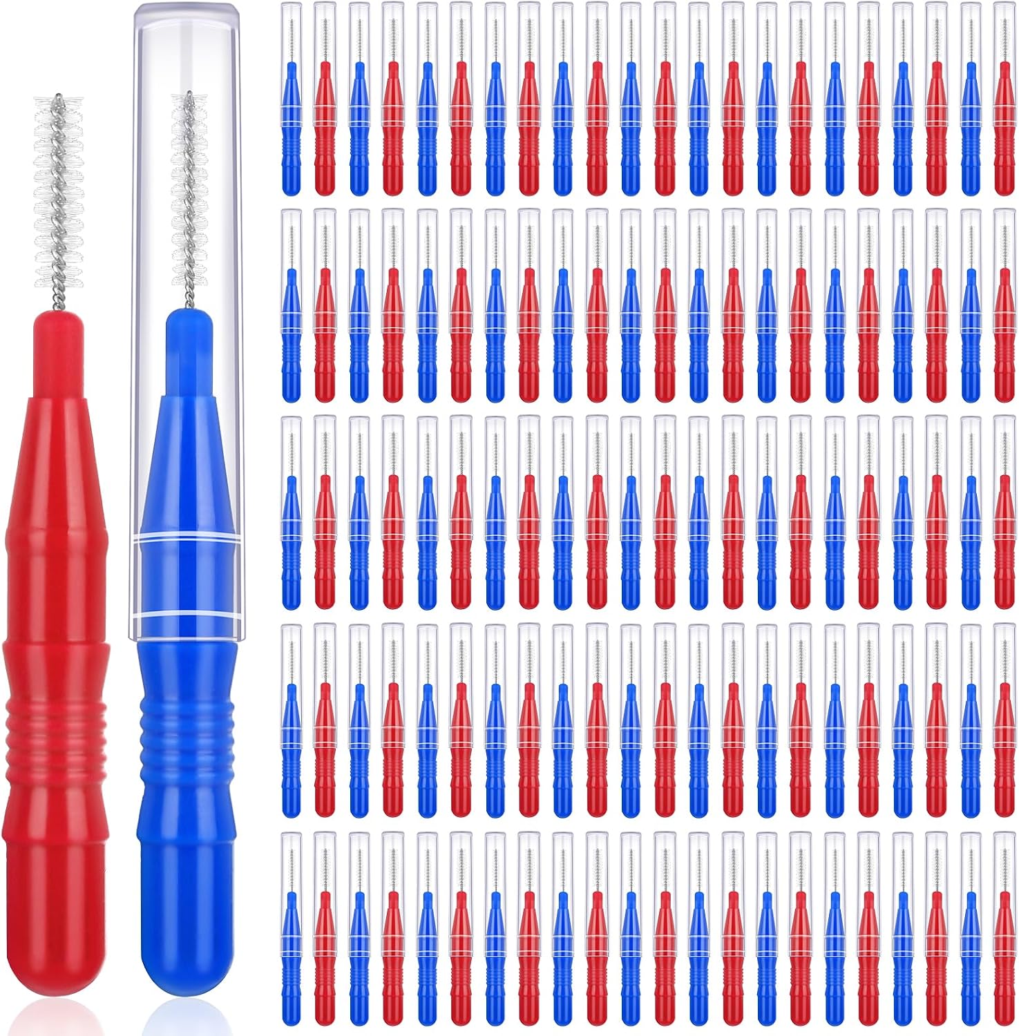ROADPLUM 120Pcs Interdental Brushes 2 Sizes, 360° Bendable Soft Bristles Braces Brush Dental Brushes Between Teeth Gum Interdental Brushes for Gum Braces Oral Teeth Cleaning Tool