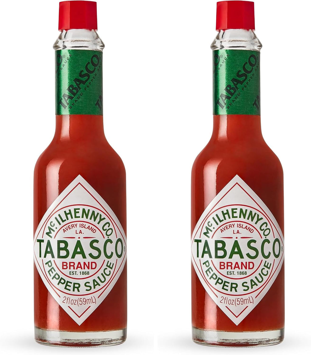 TABASCO Brand Original Red Pepper Hot Sauce, Medium Heat, Glass Bottle, Classic & Versatile Flavor, Three Simple Ingredients, Great for Dips, Tacos, Eggs, Pizza, Oysters & More, 2 Fl Oz (Pack of 2)