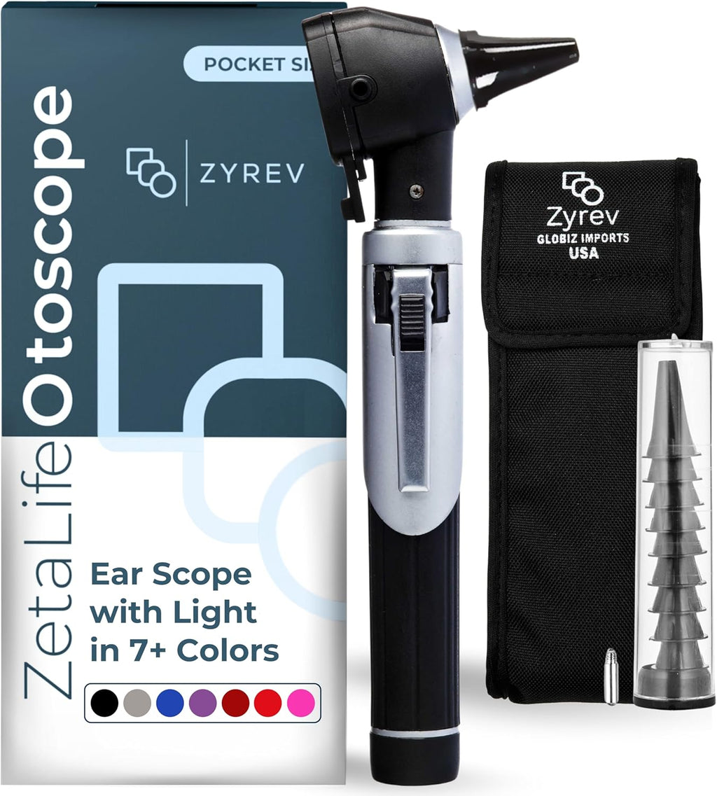 Zyrev ZetaLife Otoscope - Ear Scope with Light, Ear Infection Detector, Pocket Size (Black Color)