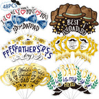 Father's Day Cupcake Toppers 48pcs Happy Fathers Day Cake Toppers I Love My Dad Best Dad Cupcake Picks with Beard Tie Signs for Father's Day Party Cupcake Decorations