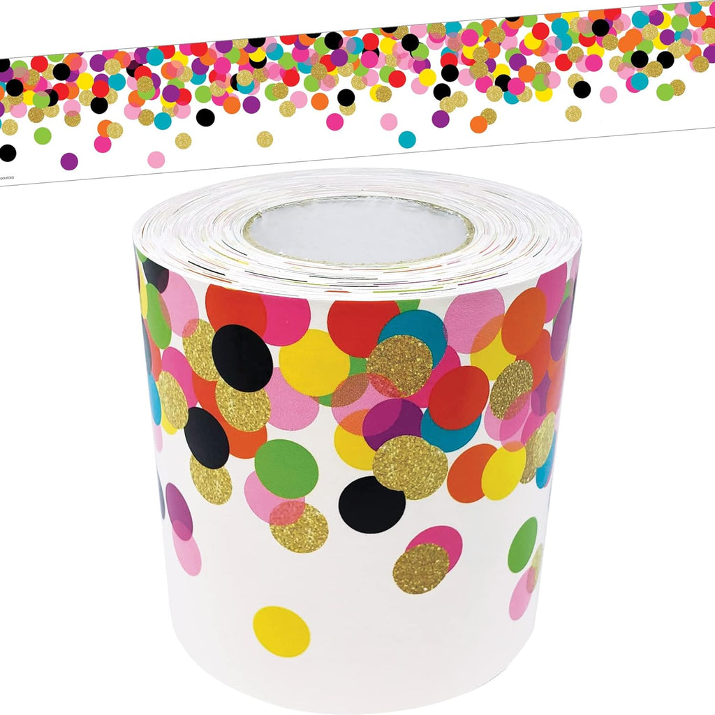 Teacher Created Resources Confetti Straight Rolled Border Trim - 50ft - Decorate Bulletin Boards, Walls, Desks, Windows, Doors, Lockers, Schools, Classrooms, Homeschool & Offices