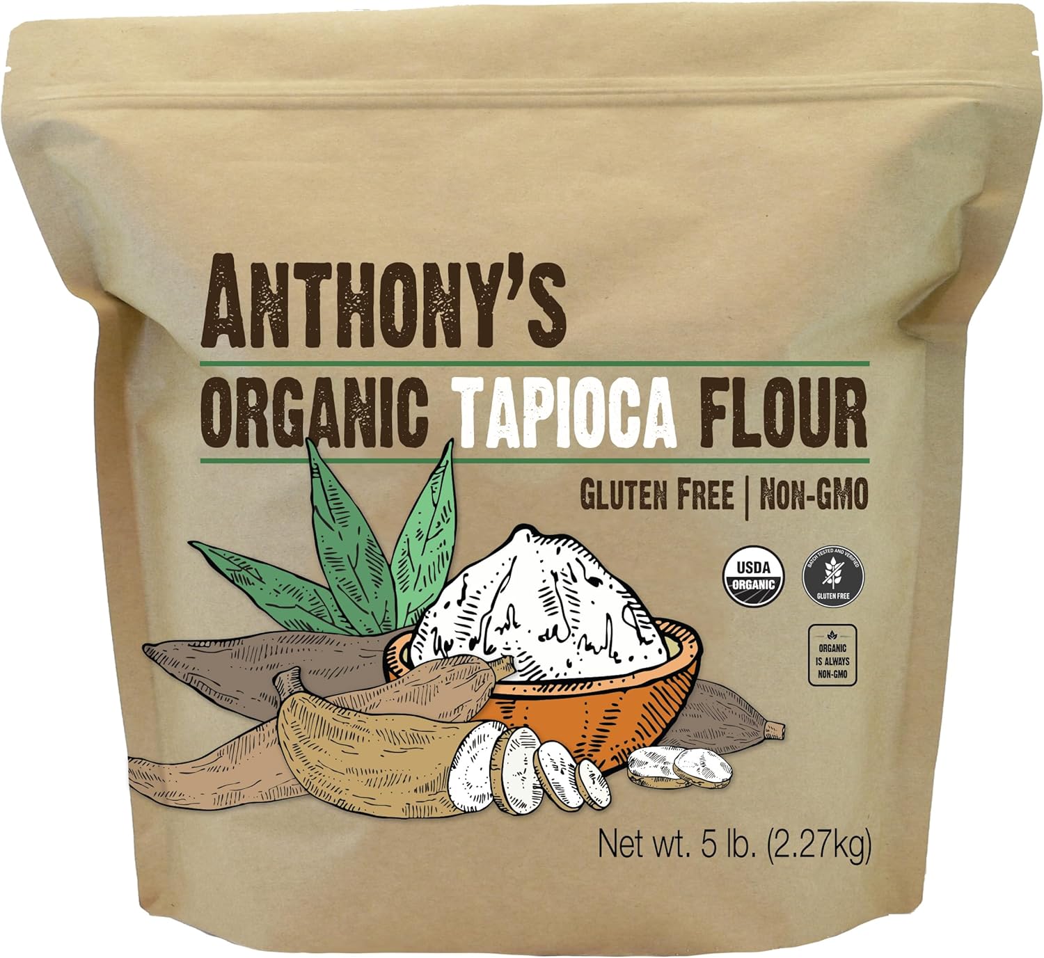 Anthony's Organic Tapioca Flour Starch, 5lbs, Gluten Free & Non GMO
