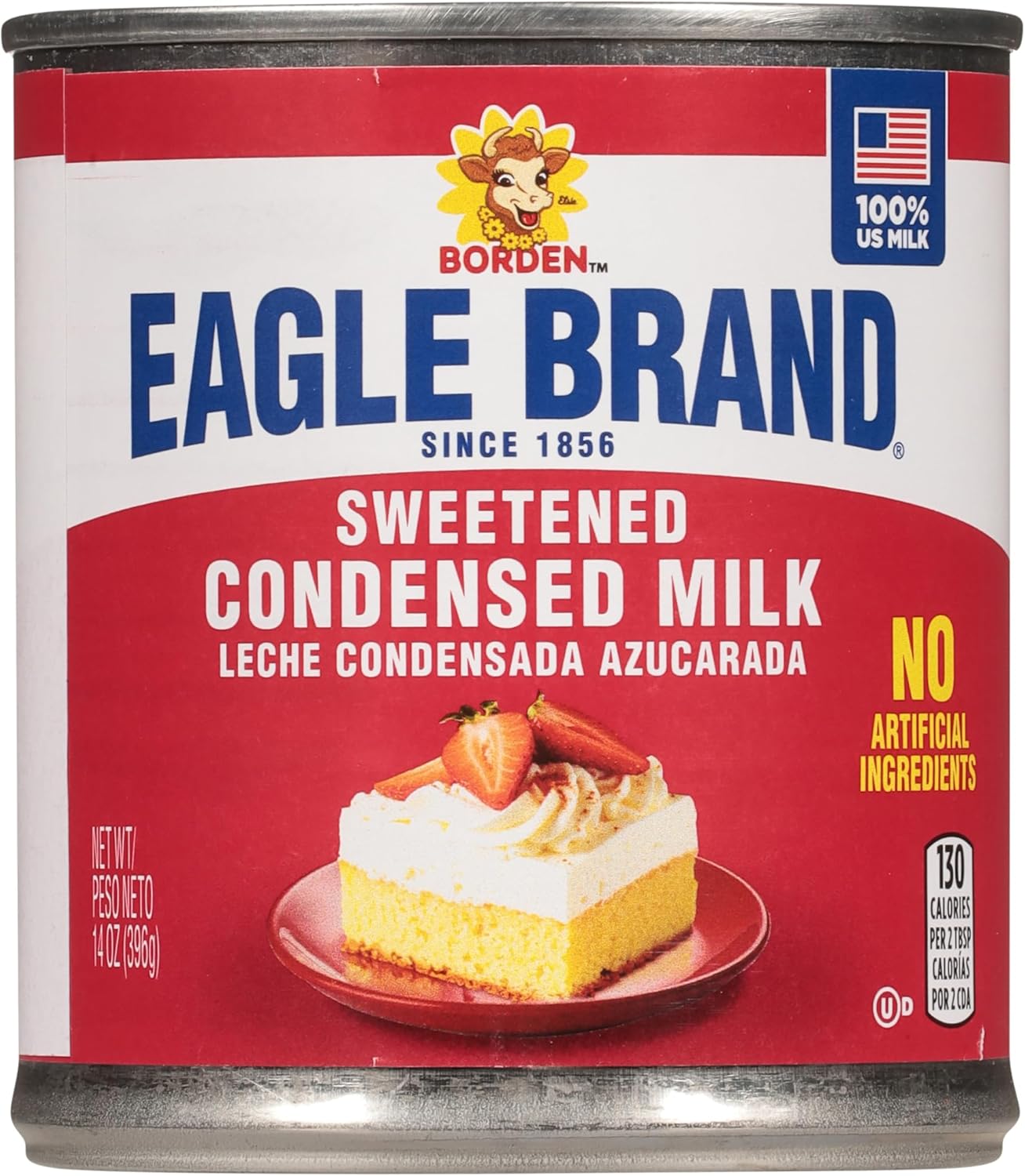 Eagle Brand 14oz Sweetened Condensed Milk, Great for Flan, Cooking, Baking, Drinks, Dessert, Ice Cream, No Artificial Ingredients, Gluten Free, Rich Creamy Flavor, rBST-Free, Kosher-Dairy