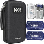 suzamed Insulin Cooler Travel Case,EVA Insulation Travel Medicine Kit with Temperature Display for Diabetes Care,Insulin Pen and Other Diabetic Supplies (Black-Temp)