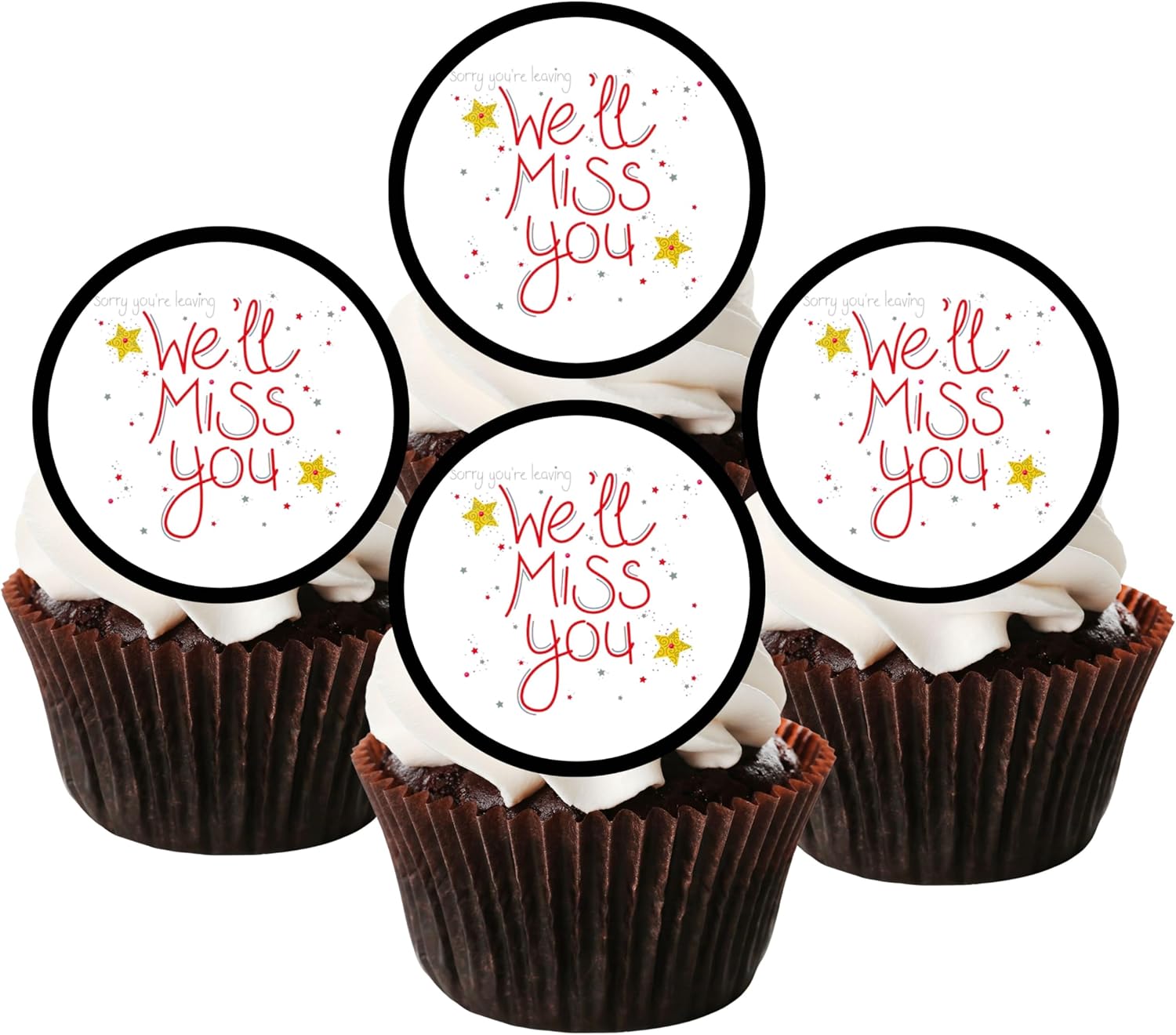 We’ll Miss You Edible Cupcake Toppers, Retirement Party Decorations Cake Decor, Farewell We Will Miss You Edible Cake Decorations, Happy Retirement Decor, 24 x 4cm / 1.5 Inch PRECUT Discs