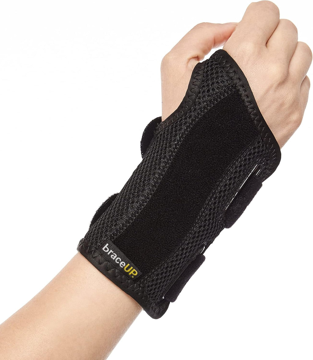 BraceUP Wrist Splint for Carpal Tunnel Right Left Hand Wrist Support for Women and Men, Daytime and Night Use, Wrist Brace for Pain Relief and Arthritis - Right Wrist (S/M)