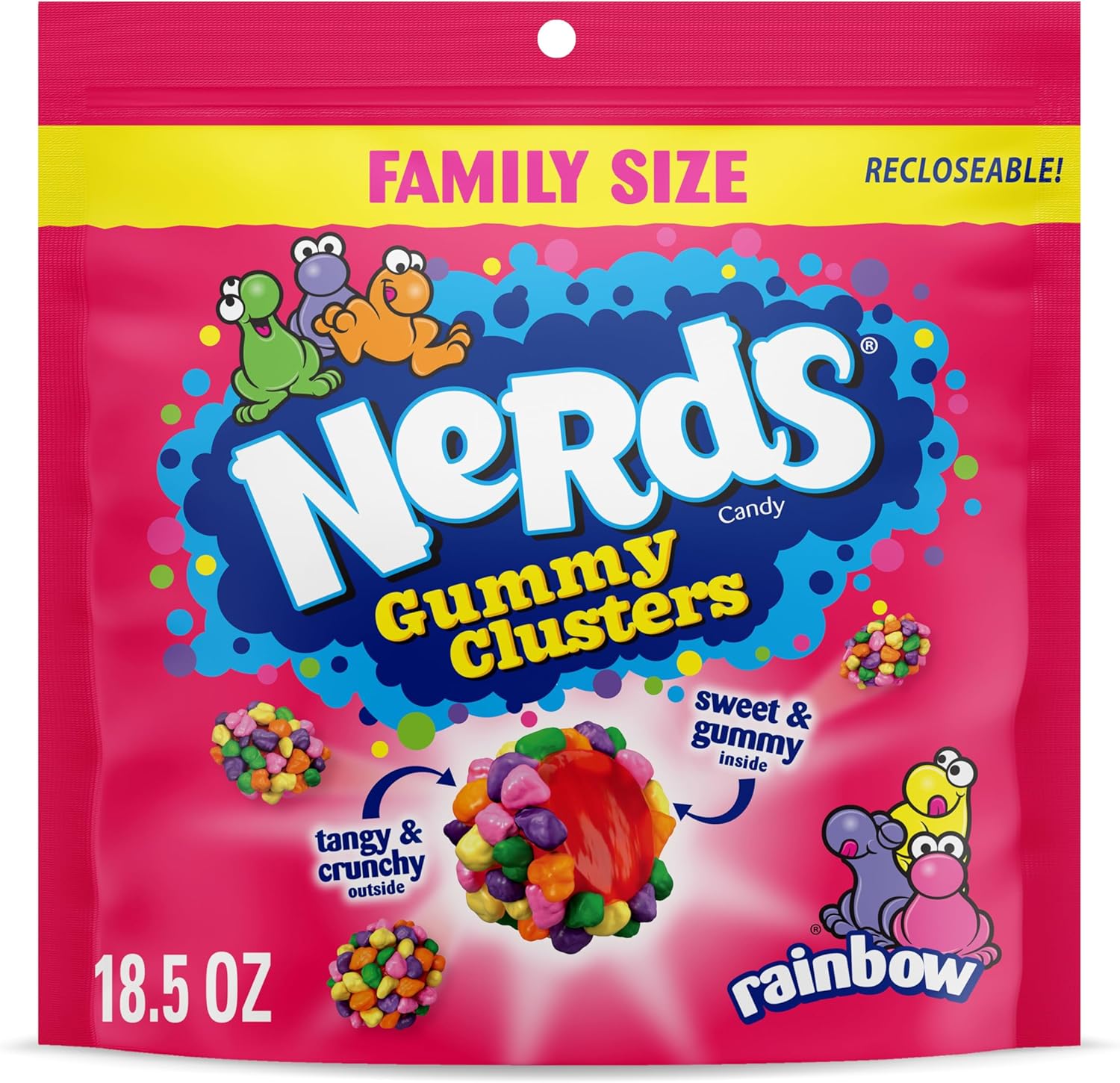 NERDS Gummy Clusters, Candy, Rainbow, Crunchy and Gummy, 18.5 oz