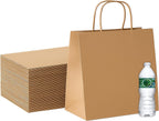 Brown Kraft Paper Lunch Bags with Handles – [25 Bags] x [12 x 10 x 7 Inch] Reusable & Recyclable, Strong for Meal Prep, To-Go, Takeout, Parties & Small Business Use (25, Wide Small)
