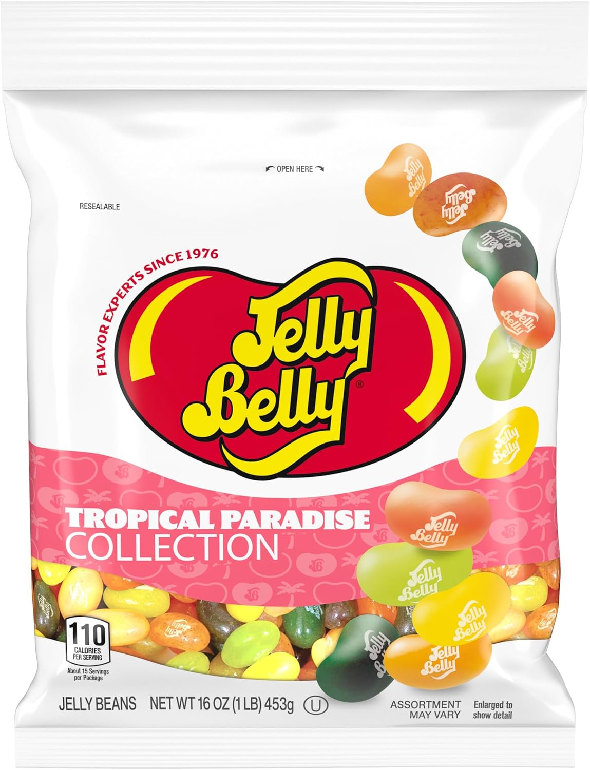 Jelly Belly Tropical Paradise Assorted Jelly Beans - 1 Pound (16 Ounces) Resealable Bag - Genuine, Official, Straight from the Source