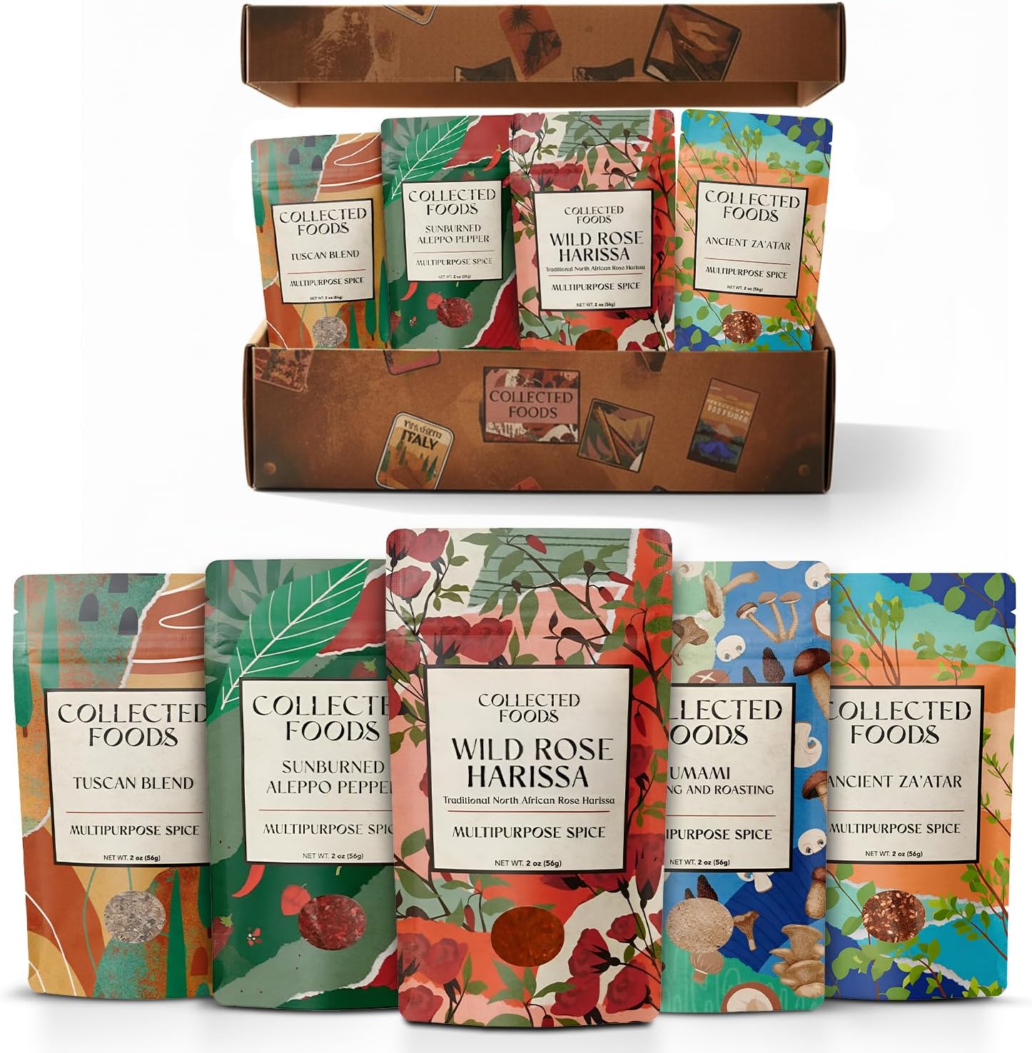 Vegan Spice Gift Set, Gourmet Seasoning Collection by NYC Chefs | Includes Za’atar, Umami Powder, Tuscan Blend, Harissa Spice, and Aleppo Pepper Flakes for Plant-Based Cooking