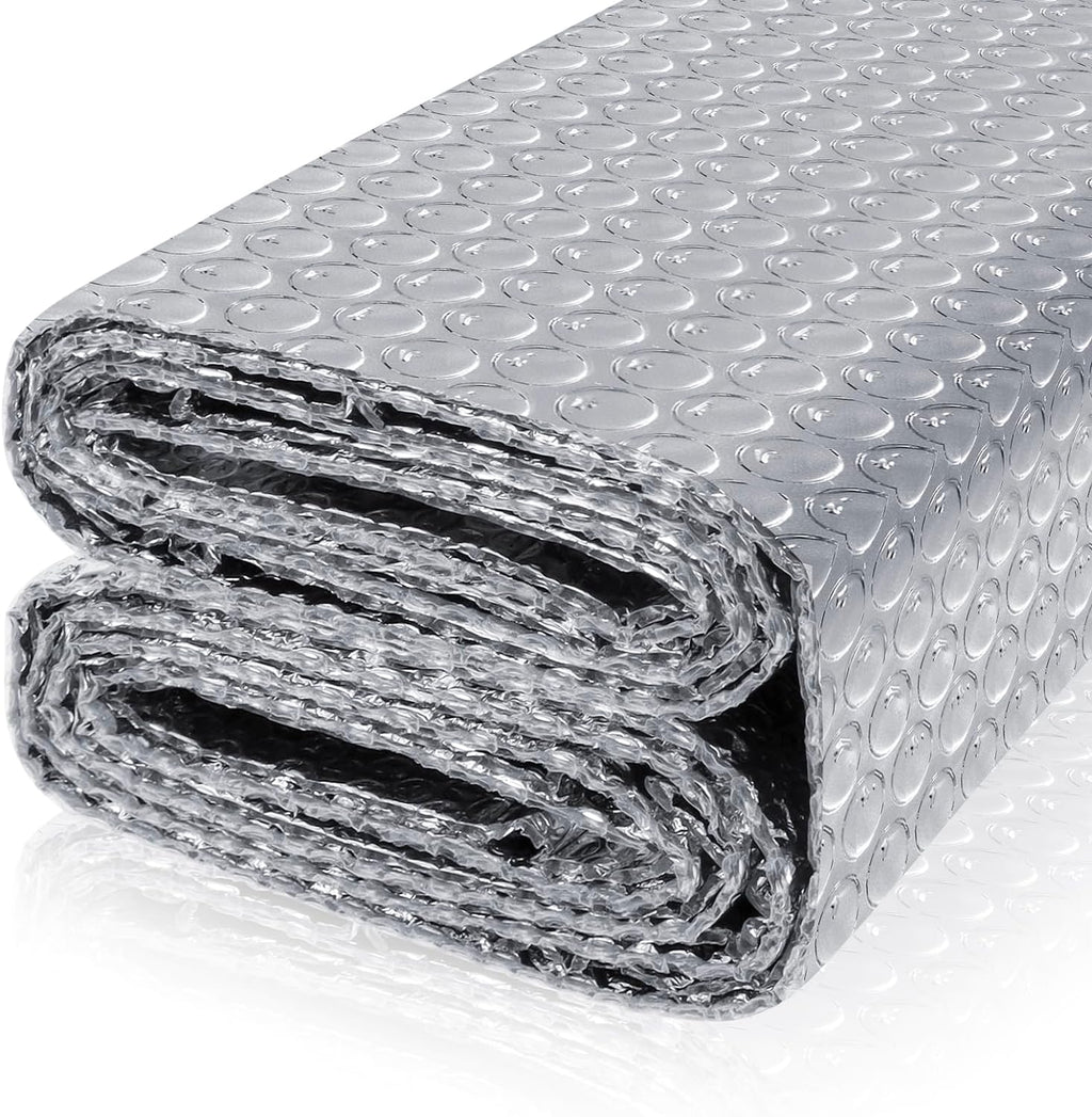 Reflective Bubble Insulation Sheet, Double Side Aluminum Foil Bubble Shield, Aluminum Foil Thermal Insulation Radiant Barrier for Windows, RV, Roof, Garage Door (23.6IN X 10FT)