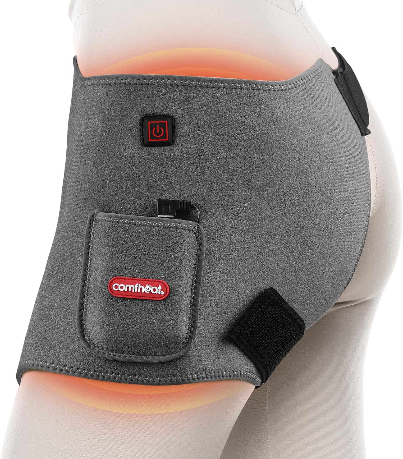 Cordless Hip Heating Pad for Pain Relief FSA Eligible HSA 5000mAh Battery Powered Heated Hip Brace Wrap for Hip Sciatica Pain Recovery Buttock, Up to 52" Waist Size, Gift for Women Men