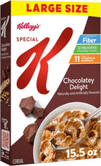 Kellogg's Special K Chocolatey Delight Breakfast Cereal, Good Source of Fiber, Large Size, 15.5 oz
