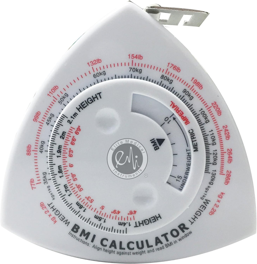 EMI Triangle BMI Body Mass Index Calculator and Body Tape Measure - 60" / 1.5 m ECB-301