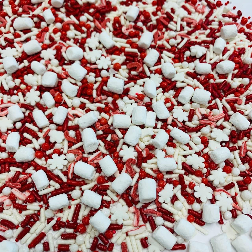 COOL MOM SPRINKLES Mini Marshmallows for Hot Chocolate Sprinkles Medley (7 oz.) – Christmas Themed Sprinkles for Decorating Cakes, Cupcakes, Cookies & Desserts – Mixed in the USA / Gluten-Free