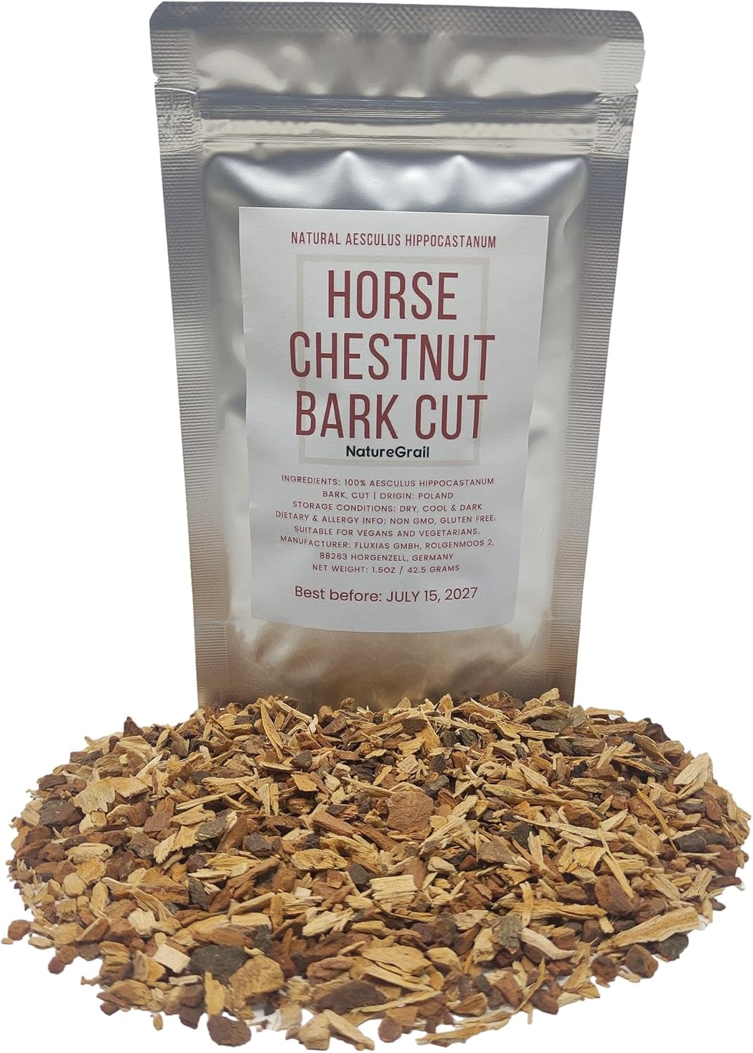 Horse Chestnut Bark, Made from 100% Aesculus Hippocastanum Bark, Cut & Dried - Net weight: 1.5oz/42.5g